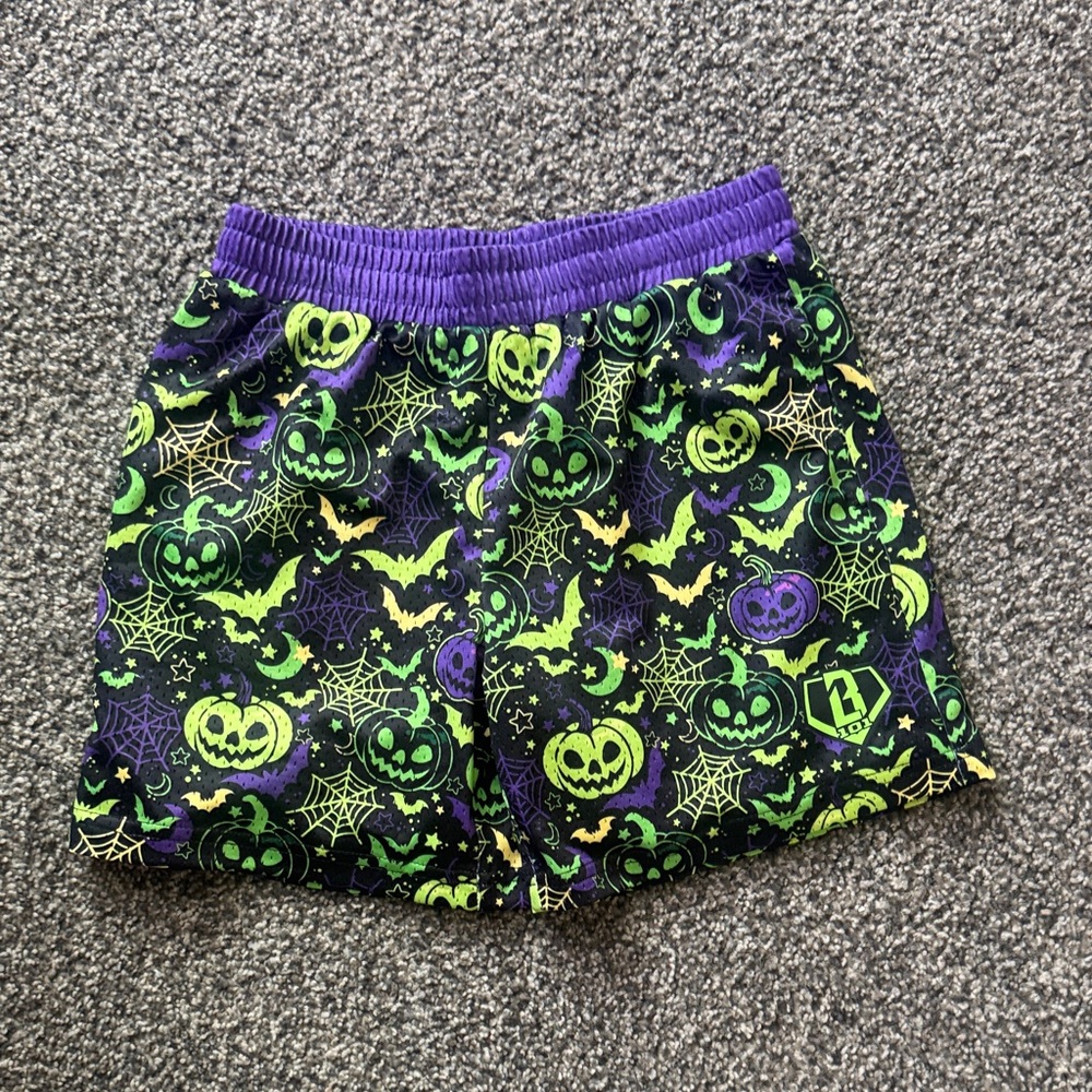 Kids Halloween Pumpkin Print Shorts